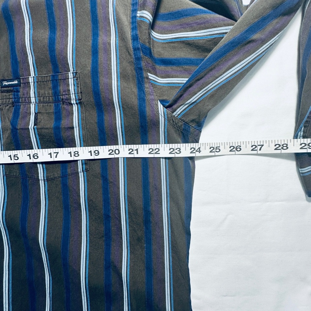 Faconnable Men's Brown Striped Button Down Long Sleeve Shirt Size L Casual - Picture 6 of 8